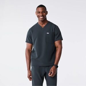 FIGS Blue Scrub Top V Neck Medical Uniform Healthcare Workwear Short Sleeve S